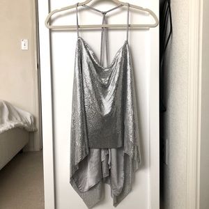 ZARA silver chain top with shoulder straps | S